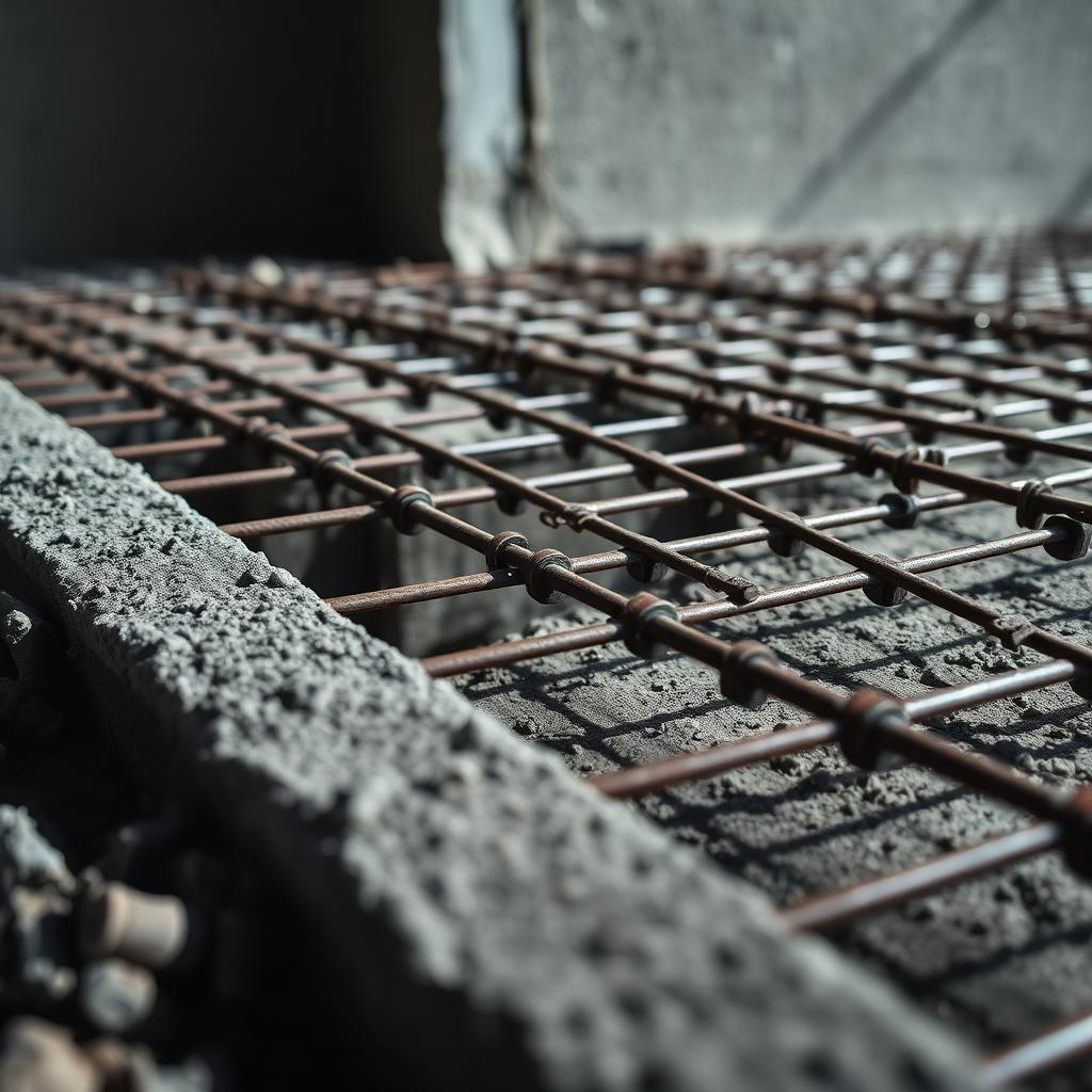 Foundation excavation and reinforced concrete slab under construction